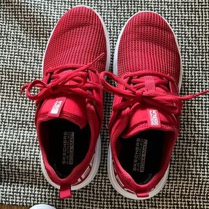 Kids red and white Skechers Go Run sneakers size 6